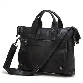 Nesitu  Gift Selection Guarantee Genuine Leather Men Messenger Bags Handbags Briefcase #M7120
