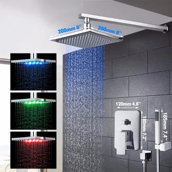 Bath LED Waterfall Rain Shower Sets Faucet Shower Hand Chrome Finish Bath Shower Mixer Faucet Set Single Handle With Handshower
