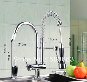 New Double Handles Free Chrome Brass Water Kitchen Faucet Swivel Spout Pull Out Vessel Sink Single Handle Mixer Tap MF-279