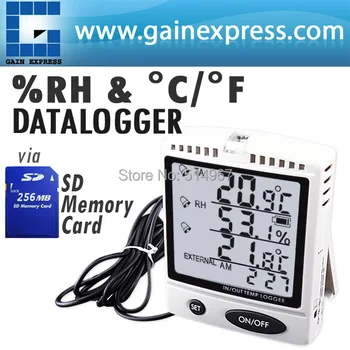 Handheld Professional Humidity and Temperature SD Data Logger with Built-in Internal & External Sensor Probe 0~50 degree C Range