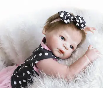 NPK Vivid Full Silicone Reborn Baby Doll With Fashion Hair Band About 22inch Reborn Bebe Babies Dolls As Kids Girl Brinquedos