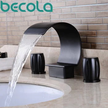 Becola Oil Rubbed Black Faucet deck mounted antique brass dual handle bathroom tap waterfall bathtub Faucet S-208R