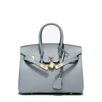 25CM Genuine Leather Classic Women Bag\Handbag Cowhide Tote Bag Platinum Bag Brand Fashion Embossed leather handbag~16B22