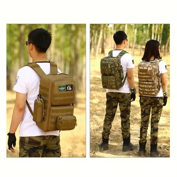 Nylon  inclined military shoulder bag 35 litres three computer bag backpack camouflage men's and women's School bag