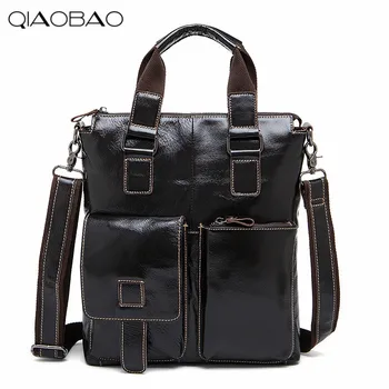 QIAOBAO Famous Brand Leather Men Bag Casual Business Leather Mens Messenger Bag Vintage Men's Crossbody Bag bolsas