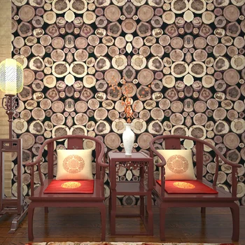 Retro Style 3D Stereo Imitation Wooded Annual Ring Wallpaper Roll for Living Room Wall Decor PVC Vinyl Waterproof Wall Paper