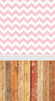 10ft Pink chevron photography backdrops wood floor vinyl printing backgrounds for wedding party photo studio backdrops F-815