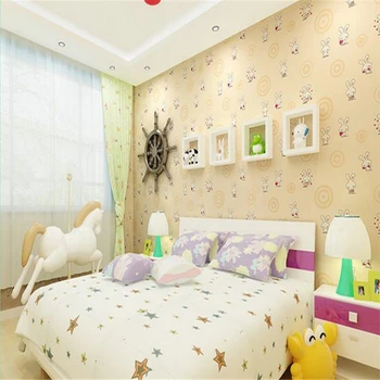 Beibehang environmental non woven wallpaper children 's room boy girl cartoon small rabbit living room bedroom wallpaper behang