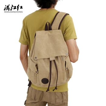 Canvas Backpack Vintage Unisex Solid Shoulder Bags Fashion men Knapsack Rucksack Travel Carrier For Girl