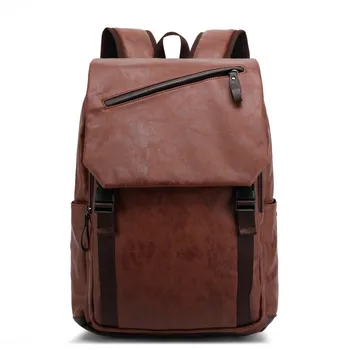 Fashion Men Business Casual School Faux Synthetic PU Leather Laptop Backpack Travel Backpacks Daypack Mochila