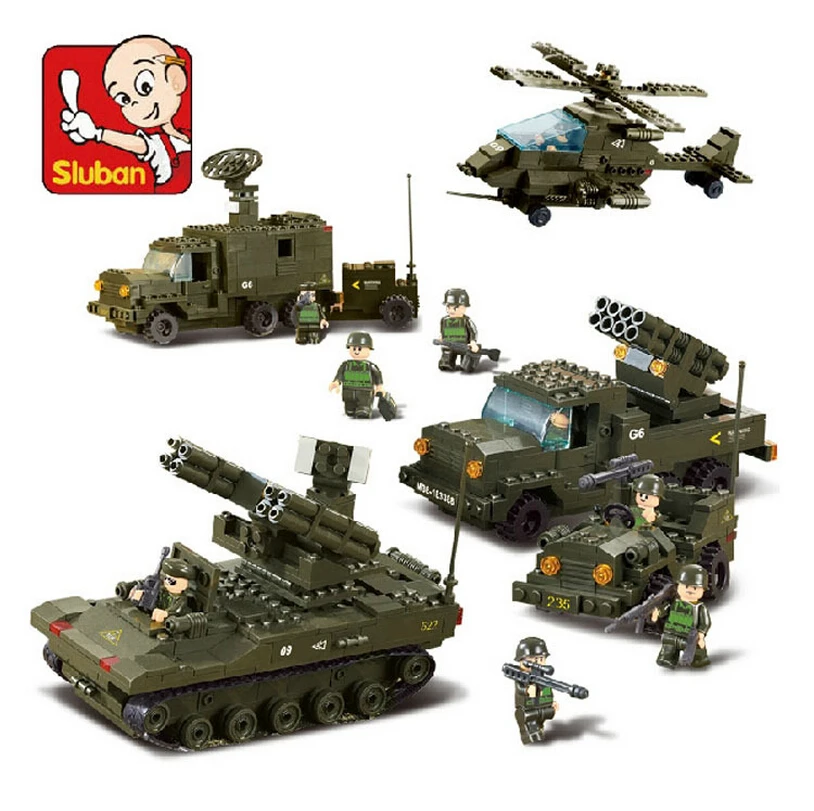 Sluban M38B7000 The Army Air Defense Artillery Building Blocks Set 3D Construction Brick Toys Educational Block toy for Children