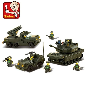 Sluban M38B7000 The Army Air Defense Artillery Building Blocks Set 3D Construction Brick Toys Educational Block toy for Children