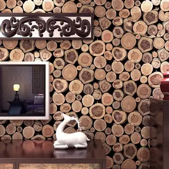 Super Thick 3D Wood Log Texture Embossed PVC Waterproof Wall Paper Roll Livingroom Desktop WallPaper Mural Papel De Parede