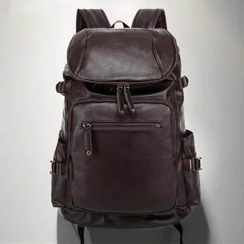 Fashion Men Business Casual School PU Faux Synthetic Leather Laptop Backpack Travel Backpacks Daypack Mochila