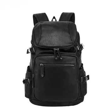 Fashion Men Business Casual School PU Faux Synthetic Leather Laptop Backpack Travel Backpacks Daypack Mochila