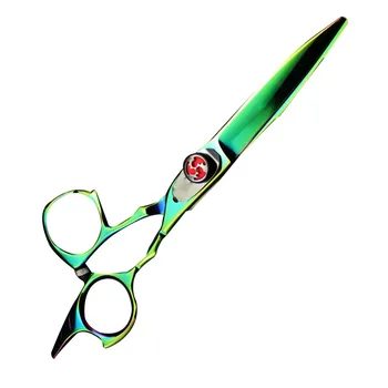 Professional Hairdressing Scissors Bangs Shears Green Grooming Scissors Cutting Barber Japan 440c 5.5inch Salon+bag