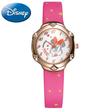 Minnie mouse cartoon cuties PU rhinestone good watch Preety Clever girls princess fashion Kid lovely simple watches Disney 11040