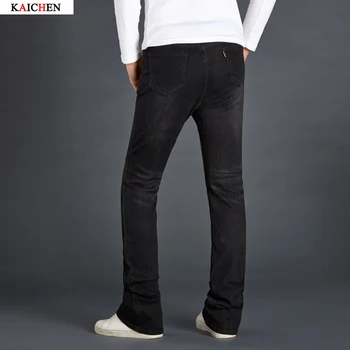 2016 New Mens jeans boot cut leg slightly flared slim fit Black gray male jeans designer classic denim Jeans Plus Size 28-34