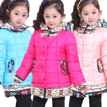 Winter girl false two-piece with cap cotton-padded outerwear coat children clothing