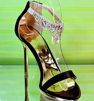 Women Summer sandals 10cm heel shoes luxury sexy high-heeled shoes flower wedding shoe size 34-40