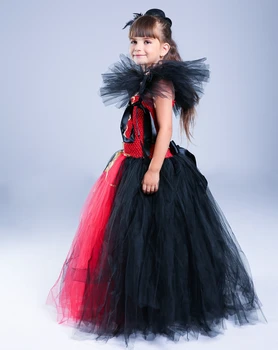 Halloween Witch Costumes Girls Dress Autumn and Winter Large Children's Clothing Cosplay Tutu Girl tutu dress Black red