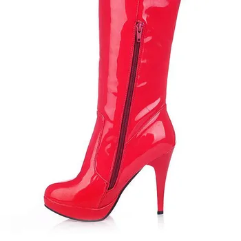 Sexy Patent Leather Thin Heels Women Over The Knee Boots Ladies Platform High Heels Pole Dancing Boots Women Thigh High Boots