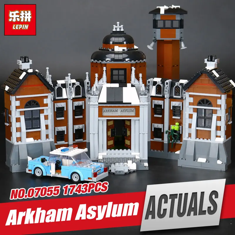 Lepin 07055 1628pcs New Batman Movie Series THe Arkham`s Lunatic Asylum Set Educational Building Blocks Bricks Toys 70912
