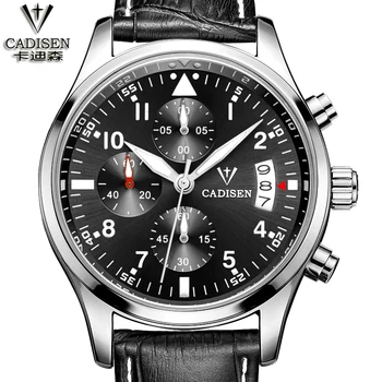 CADISEN 2016 Luxury Brand Black Army Sports Multifunction Calendar Men's Shockproof Waterproof Stainless Steel Watch Men Clock