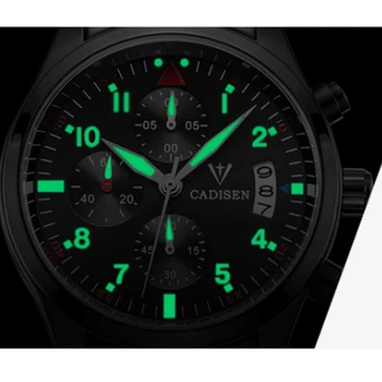 CADISEN 2016 Luxury Brand Black Army Sports Multifunction Calendar Men's Shockproof Waterproof Stainless Steel Watch Men Clock