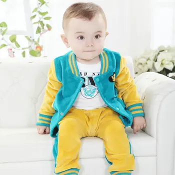 Children clothing set spring/autumn boy cartoon jacket+long-sleeve T-shirt+pants suit