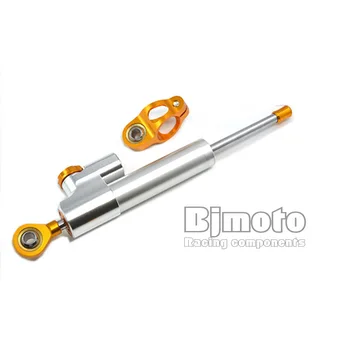 Motorcycle Steering Damper CNC Stabilizer Linear Reversed Safety Control Silver with gold color For kawasaki suzuki yamaha r6