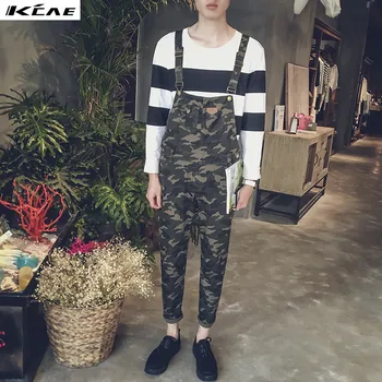 2016 New Men's slim Camouflage length jeans Male casual denim bib overalls Jumpsuits for man Plus Size