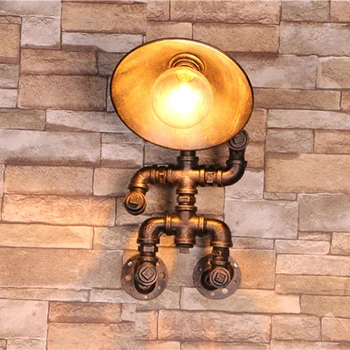12 456 Vintage water pipe Wall lamp Loft warehouse Wall light lamparas de pared copper Industrial retro luxury wall sconce light
