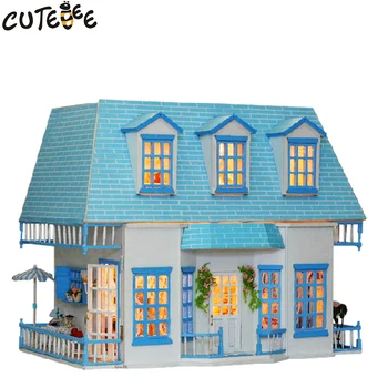 CUTEBEE Doll House Miniature DIY Dollhouse With Furnitures Wooden House Toys For Children Birthday Gift 1308