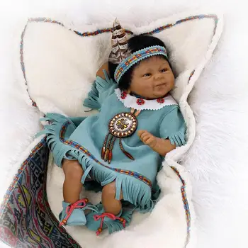 Indians Black Silicone Reborn Baby Doll Toys Newbabies Reborn Doll High-end Child Christmas Brithday New Year Gifts