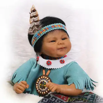 Indians Black Silicone Reborn Baby Doll Toys Newbabies Reborn Doll High-end Child Christmas Brithday New Year Gifts