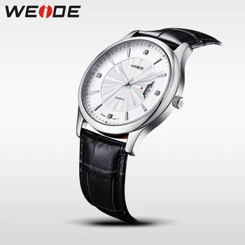 WEIDE Business Mens Diamond Watches Top Brand Luxury Sapphire Glass 30M Waterproof Complete Calendar Leather Strap Sale Items