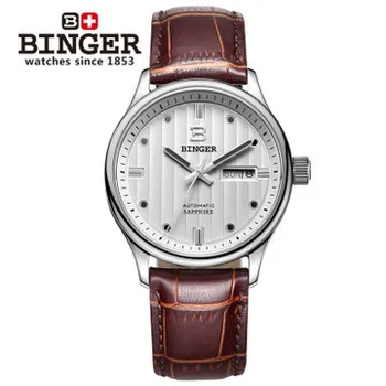 2017 New Binger Hours Clock Men's Luxury Business Wrist watch Stainless Steel Case Quartz Watches Waterproof Gift Wristwatch
