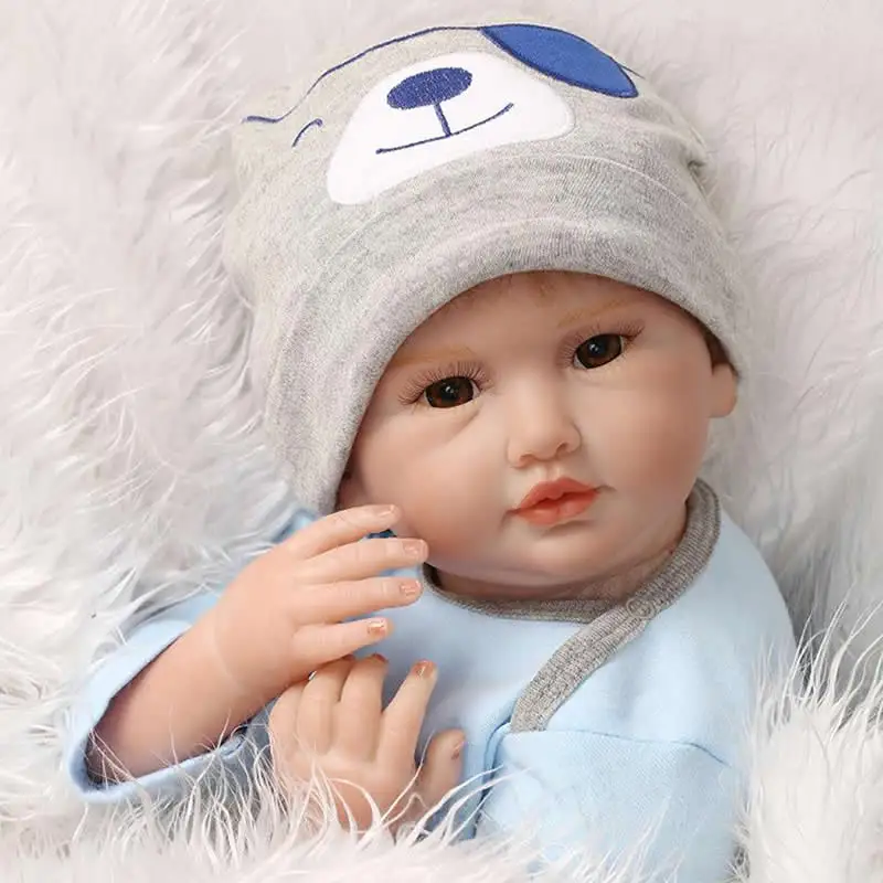 22 Inch Reborn Baby Dolls Boy Lifelike Doll Cute Babies Toys Gentle Touch Vinyl Reborn Dolls With Magnetic Pacifier Dummy