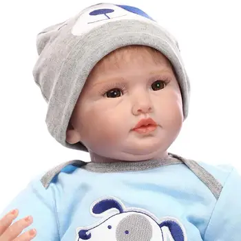 22 Inch Reborn Baby Dolls Boy Lifelike Doll Cute Babies Toys Gentle Touch Vinyl Reborn Dolls With Magnetic Pacifier Dummy