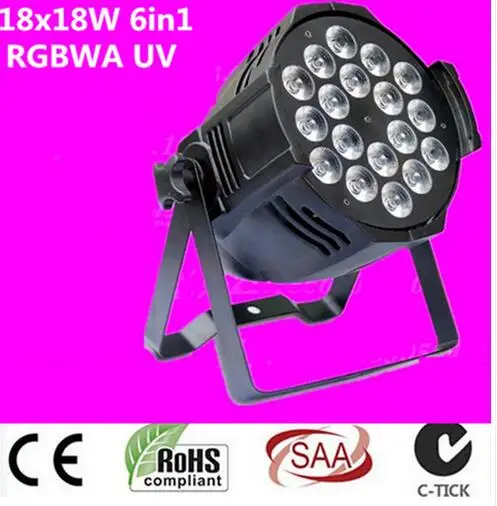 Dj lighting 18x18w rgbwa uv 6in1 led par light  Aluminum alloy shell
