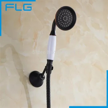 Luxury Wall Mounted Black Finish Shower Faucet Set Rain Shower Tub Mixer Tap, Blackened Hand Shower Set