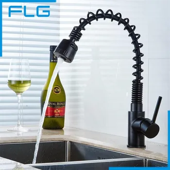 Kitchen Faucet Flexible Nickel Brushed Pull out Brass Sing Holder Single Hole Luxury Kitchen Taps