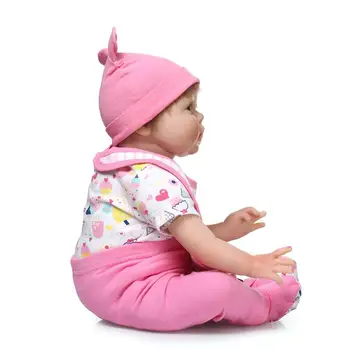 Soft Body Silicone Reborn Baby Doll Toy With Pink Cloth Girls Birthday Gifts Play House bedtime Toys Bebe Collectable Dolls