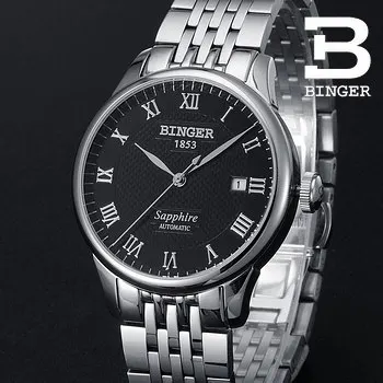 Binger Fashion Men Dress Watch Original Geneva Designer luxury Bling Gold Watches Steel Case Automatic Wristwatches