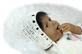 NPK COLLECTION Silicone reborn baby doll toy soft body black skin newborn girl baby dolls play house doll lifelike birthday gift
