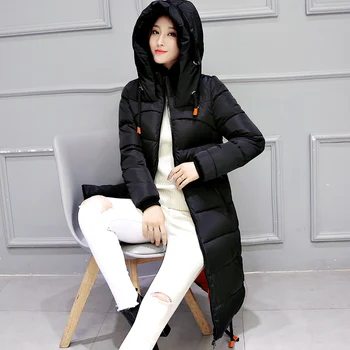 2016 New Winter Coat Lady In The Long Winter Coat Padded Knee Slim Code Bread Suit Winter Jacket Women Jacket Parka Women Coat