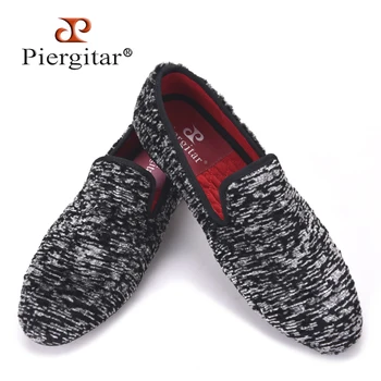 Piergitar new winter Special lamb wool Men two color fabric shoes Male Party Prom and Banquet Loafers Men Plus size Flats