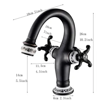 Newest Traditional Design Solid Brass Bathroom Faucet Tall Black Sink Faucets Tall Oil Rubbed Bronzed Basin Side Faucet