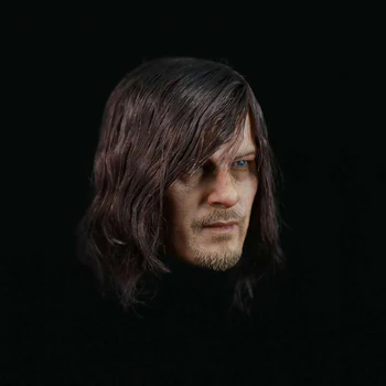 1/6 The Walking Dead Daryl Dixon Head Carved Planted Hair Head Sculpts Model Toys For 12